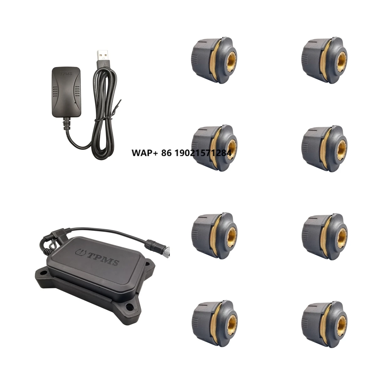 Truck Trailer TPMS With Repeater USB Car Screen Android Real Time 8 Wheels External Sensor 8mm Size Thread