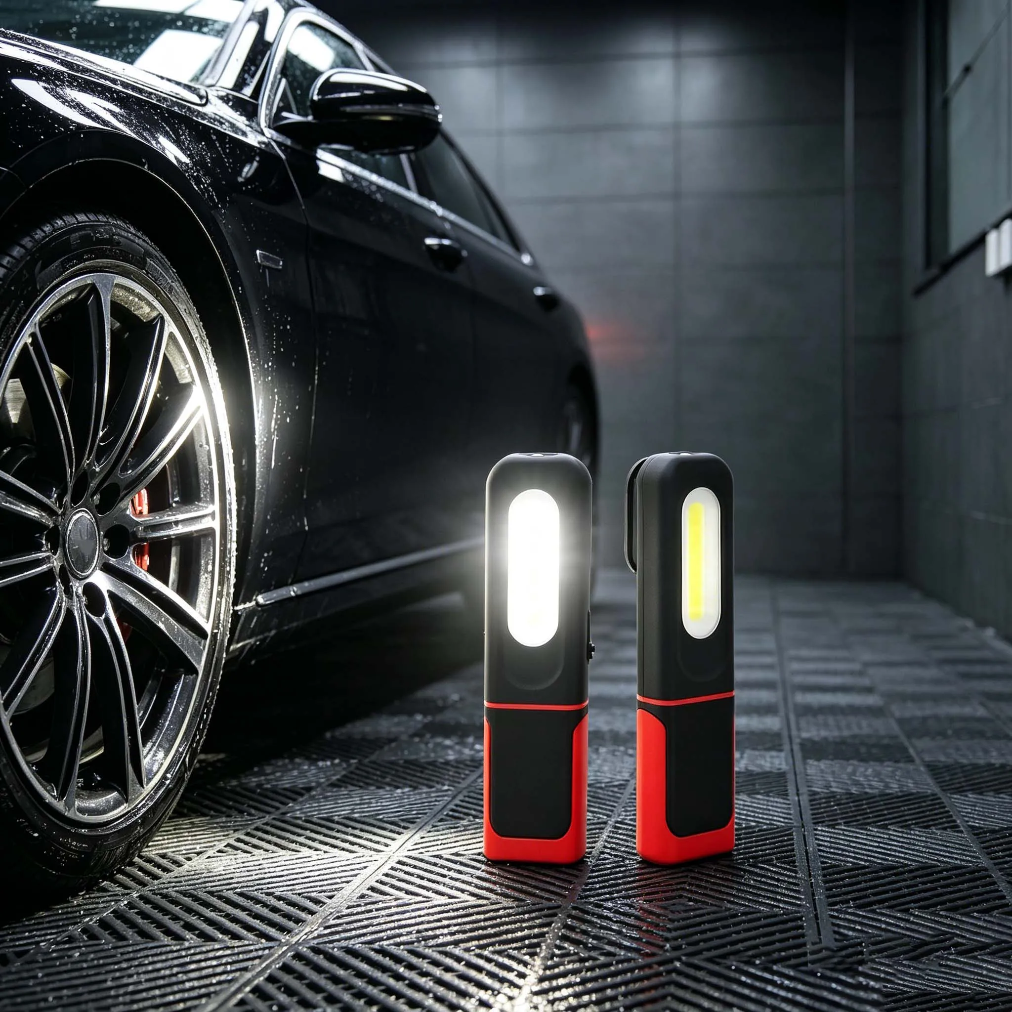 1PC Portable USB Rechargeable COB Work Light Car Detailing Inspection Light Magnetic LED Flashlight Hanging Lamp Camping Torch