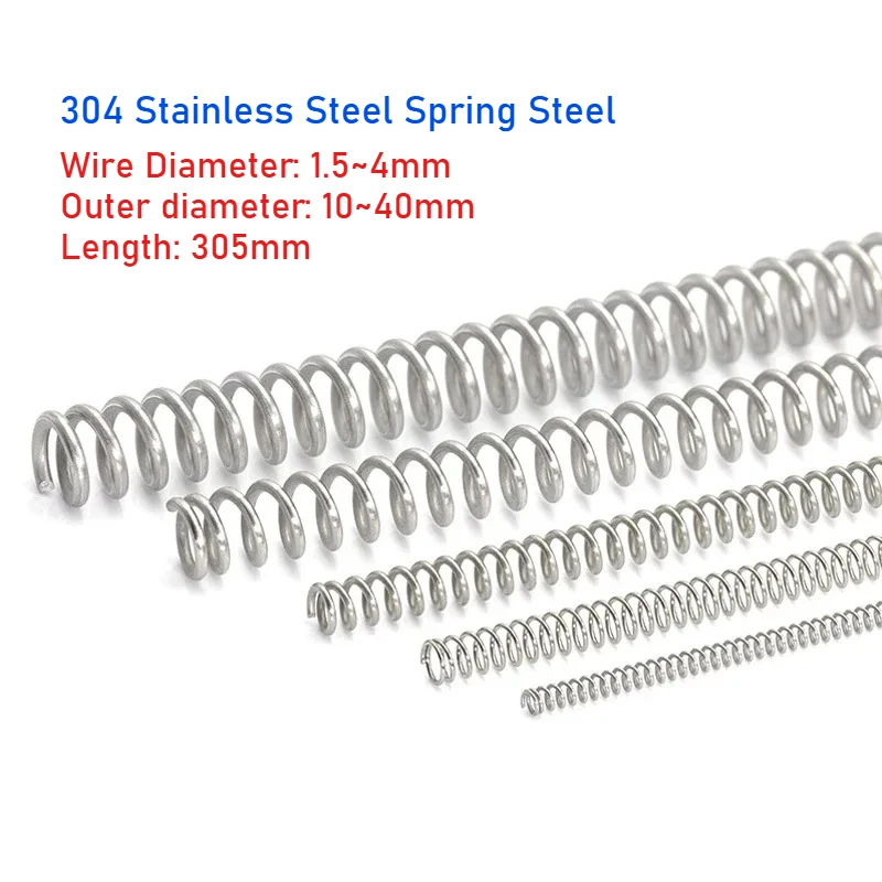 

1pcs Wire Diameter 1.5~4mm Outer diameter 10~40mm Length 305mm 304 Stainless Steel Spring Steel Y-shaped Compression Spring