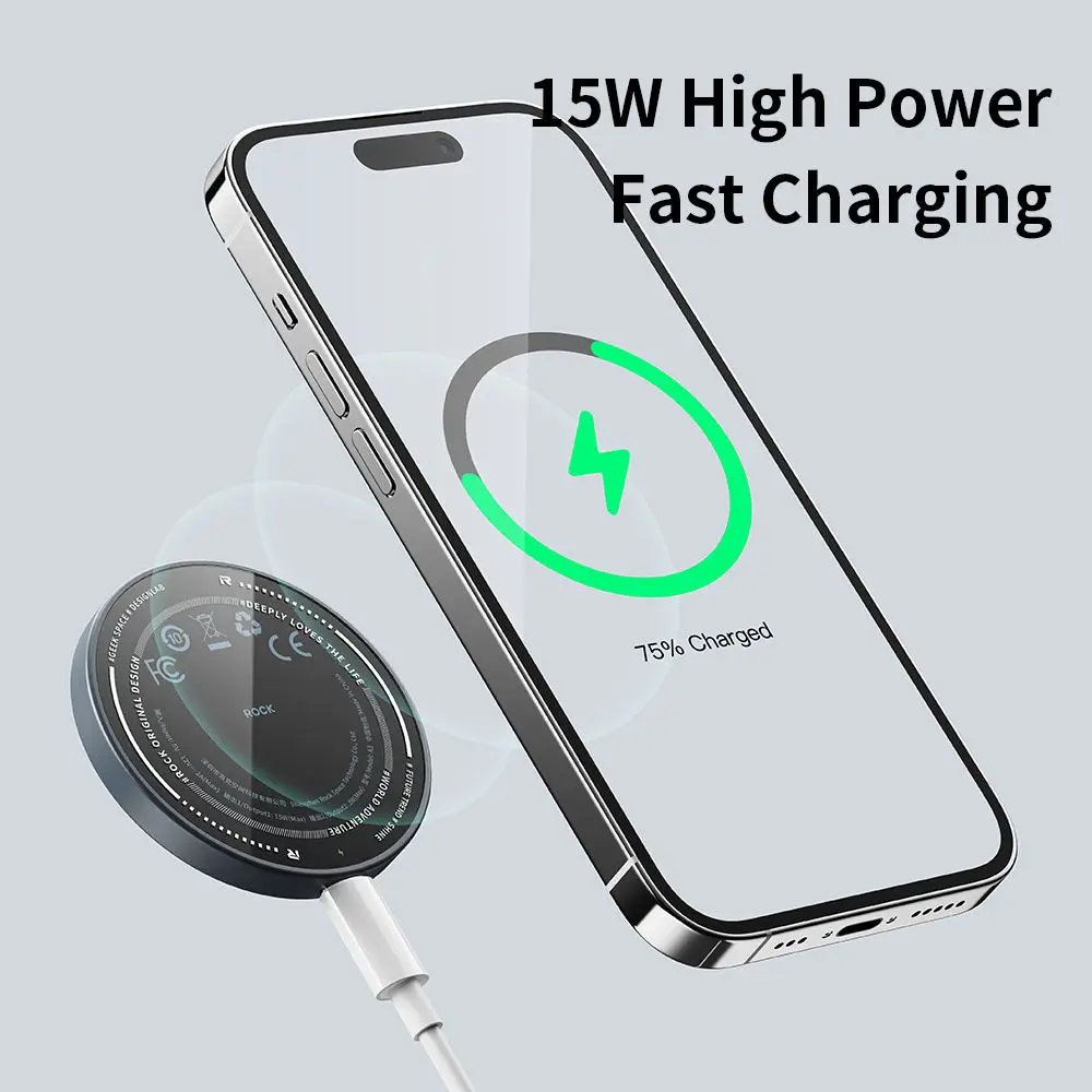 ROCK 3 in 1 Magnetic Wireless Charger with Ring Holder For iPhone 16 15 14 13 Pro Max 15W Fast Charging Pad For AirPods iWatch