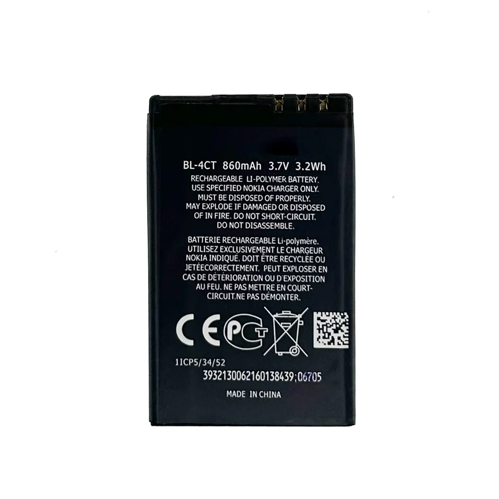 Remplacement batterie 860mAh BL-4CT BL4CT BL 4CT Pour Va5310 6700S bery X3-00 7230 Café 10C 5630 2720 2720A 7210C 6600F Batterie