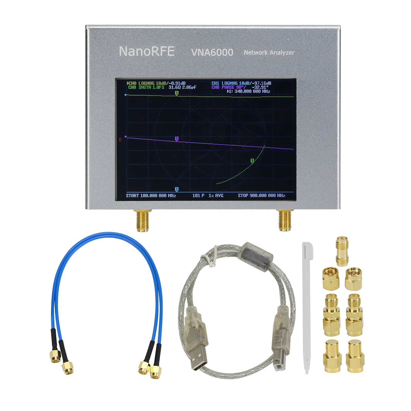 NEW VNA6000-A Two Port 6GHz Portable High Performance Vector Network Analyzer with 95dB Dynamic Range