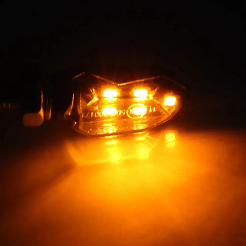 2Pcs Motorcycle Turn Signal Light Smoke Lens Indicator Light 5LED Moto Amber Blinker Indicator Lamp Signal Light for Kawasaki image 2