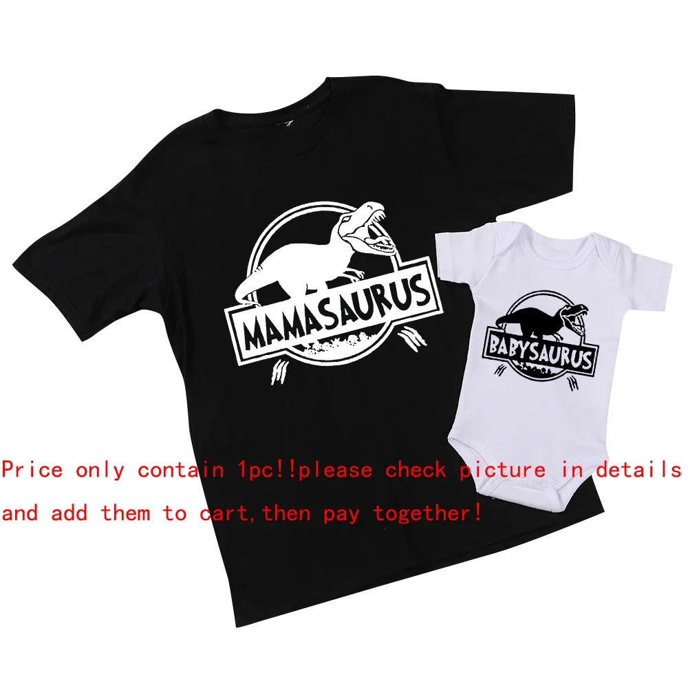 Mamasaurus Short Sleeve T-shirts Babysaurus Shirt Family Matching T-shirt Mother and Baby Matching Shirts Gift Tees Dinosaur Top