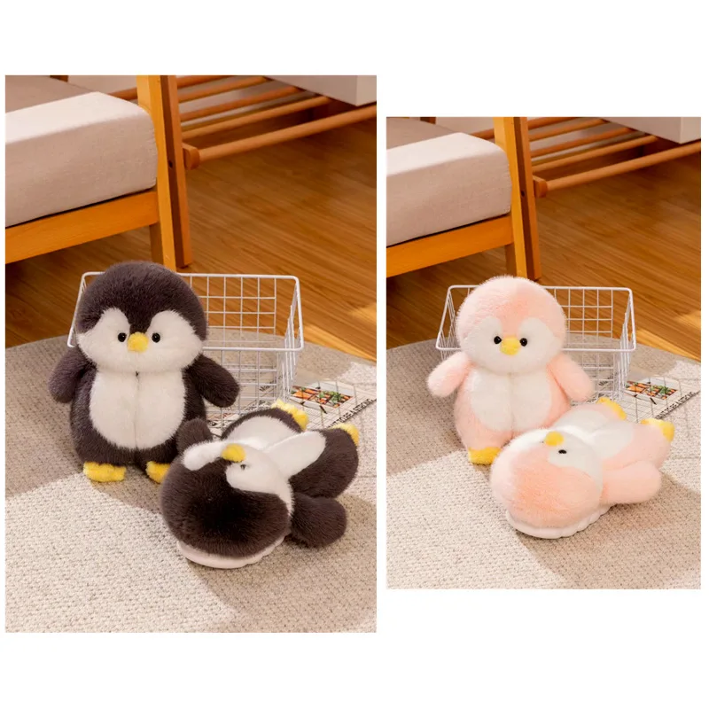 Cute Home Girls Slipper Winter Womens Daily Plush Fur Cotton Shoes  Female Indoor Cozy Platform Lovely Cartoon Penguin Slippers