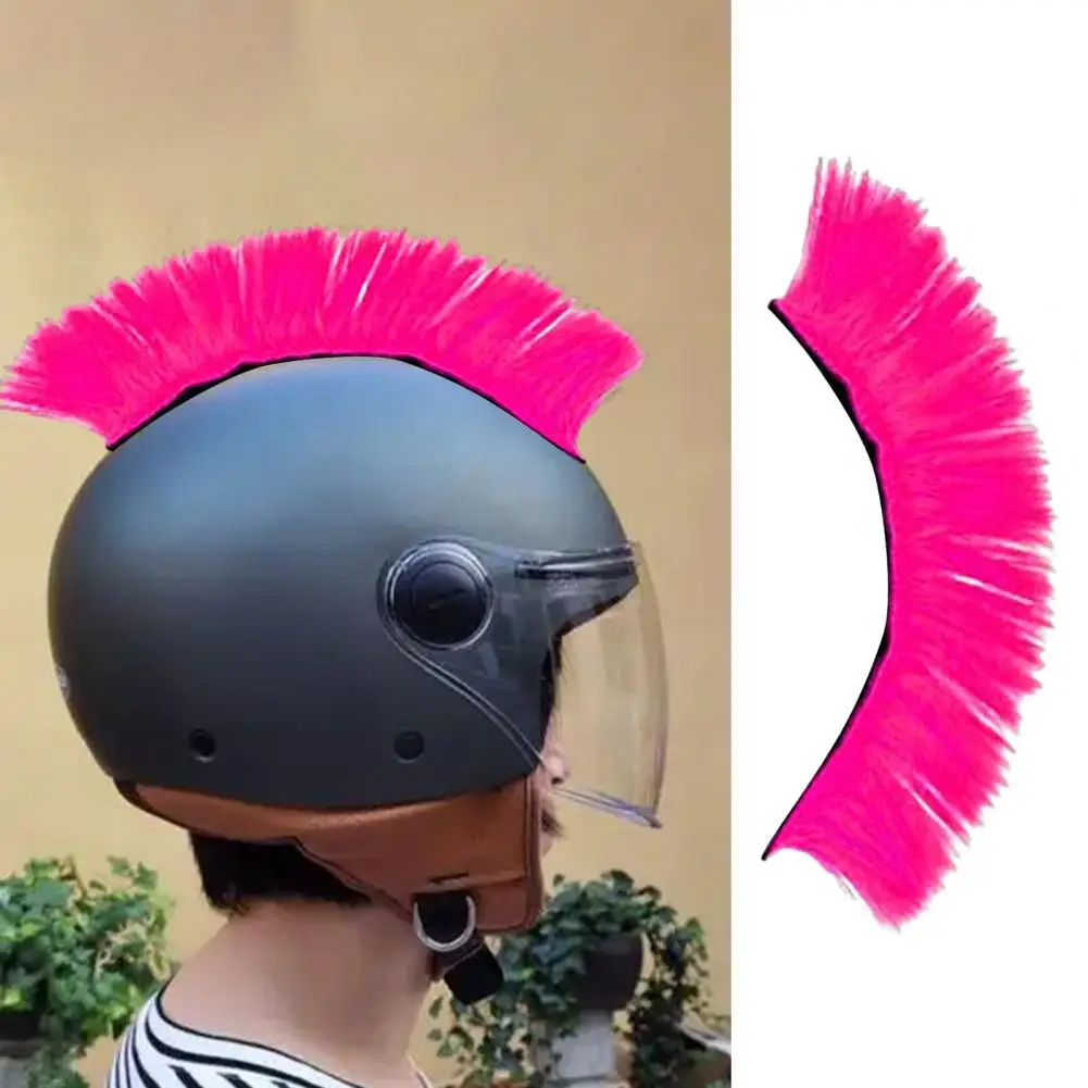 6 Colors Helmet Decorations Hair Punk Helmet Wig Sticker Cuttable Helmet Wig Helmet Mohawk Helmet Supplies for Outdoor Cycling