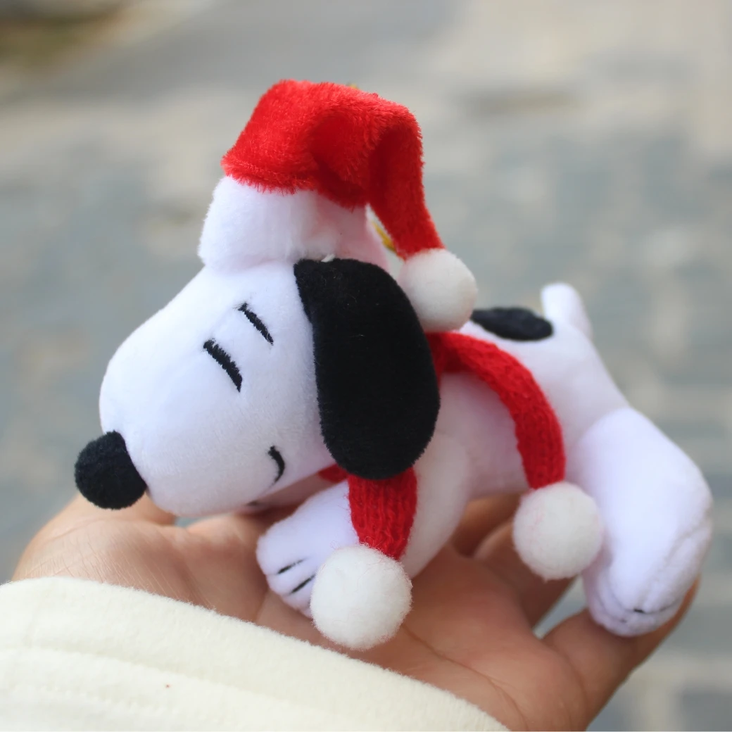 12 pezzi 10 cm arachidi Natale Snoopy giocattoli pendenti in peluche Snoopy di Natale giocattoli ornamentali per albero di Natale