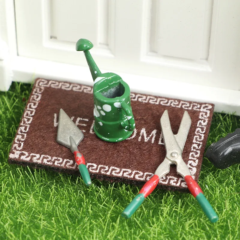 Maison de poupée Miniature 1:12, scène de jardin, ensembles d'outils de jardin, bouilloire à eau, tondeuse à fleurs, pelle en fer, accessoires pour maison de poupée