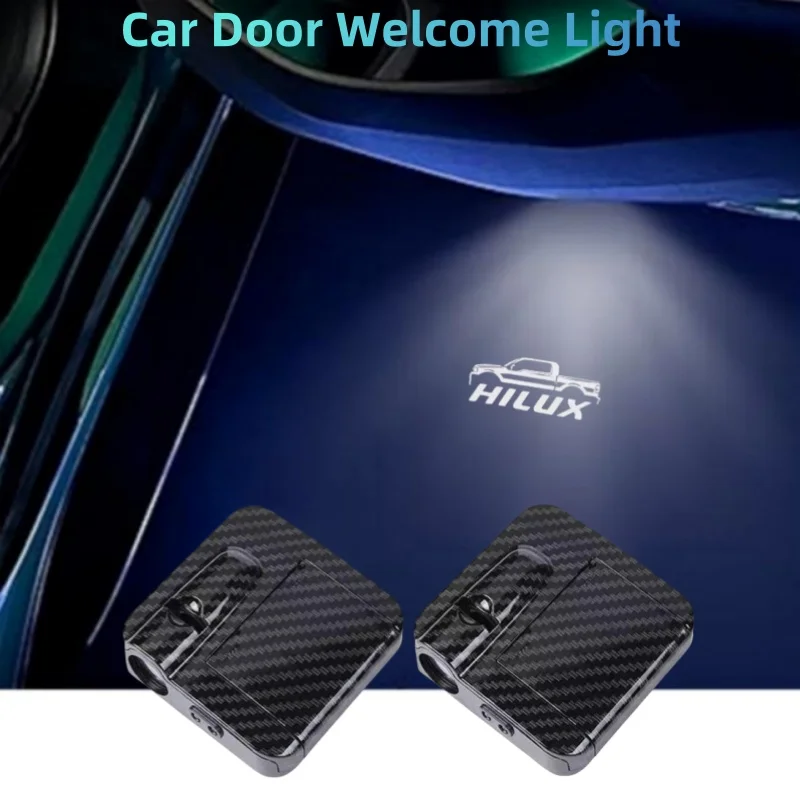 

2PCS Wireless Car Door Courtesy Light Laser Projector Welcome Lamp Car Accessories For HILUX Logo Pickup Truck Mountain