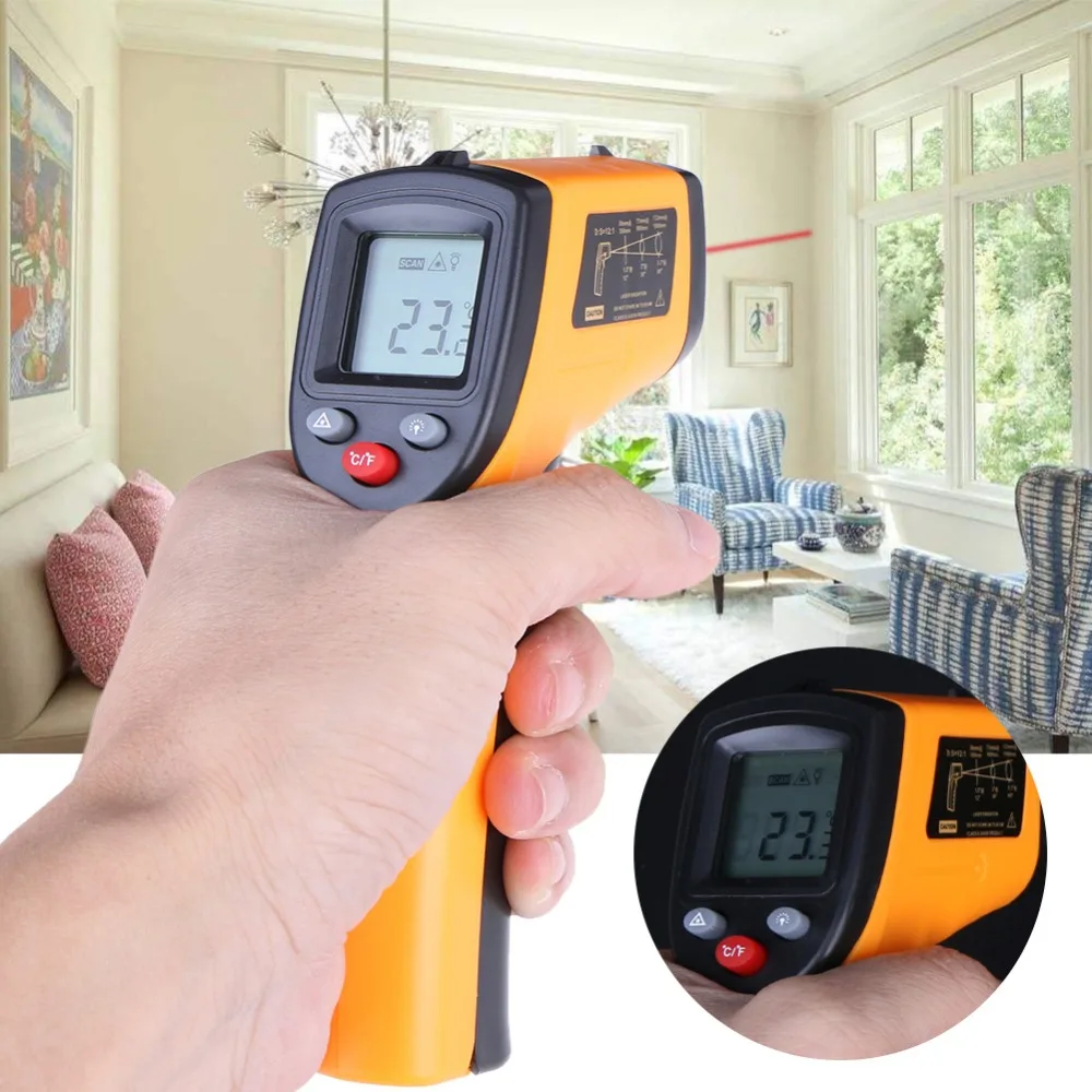 

Handheld LCD Infrared Thermometer Laser Positioning Accurate Non-contact Thermometer Convertible Units Professional