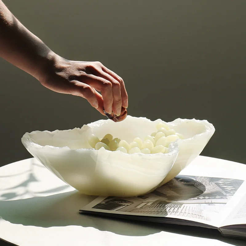 

PYJ natural jade light luxury advanced storage entrance coffee table desktop decoration ornament-2pcs