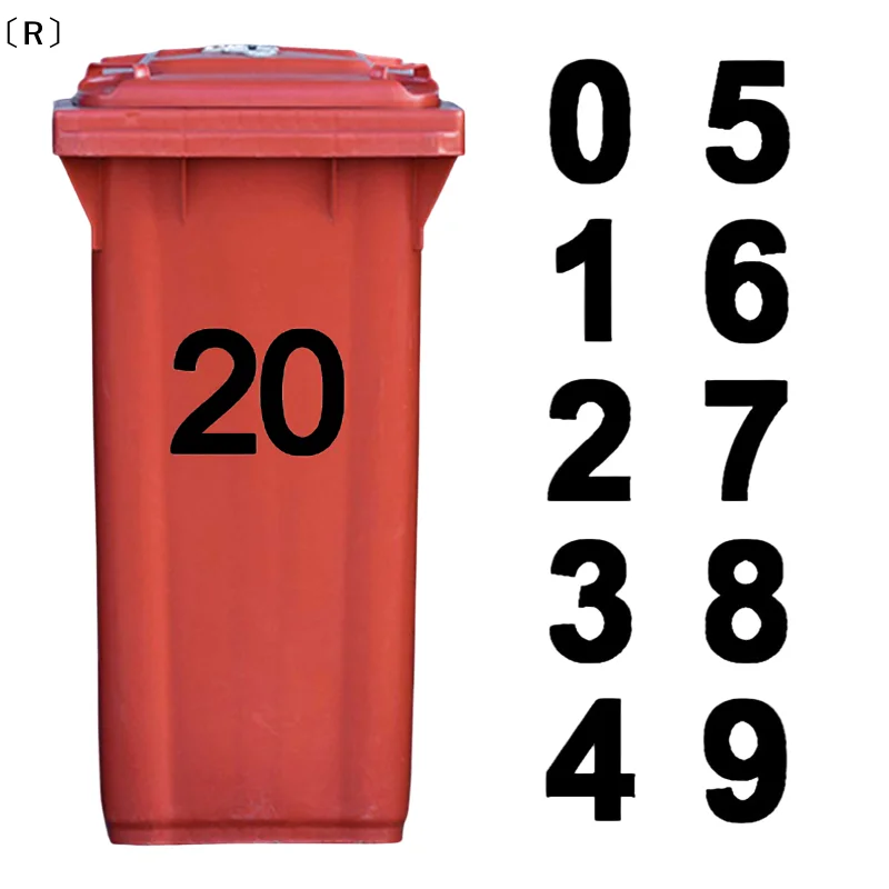 〔R〕Large 6.9-Inch (17.5cm) Trash Cans Decal Sticker Self-Adhesive Number Stickers Wheeled Dumpsters Door Mailbox Garage Labels