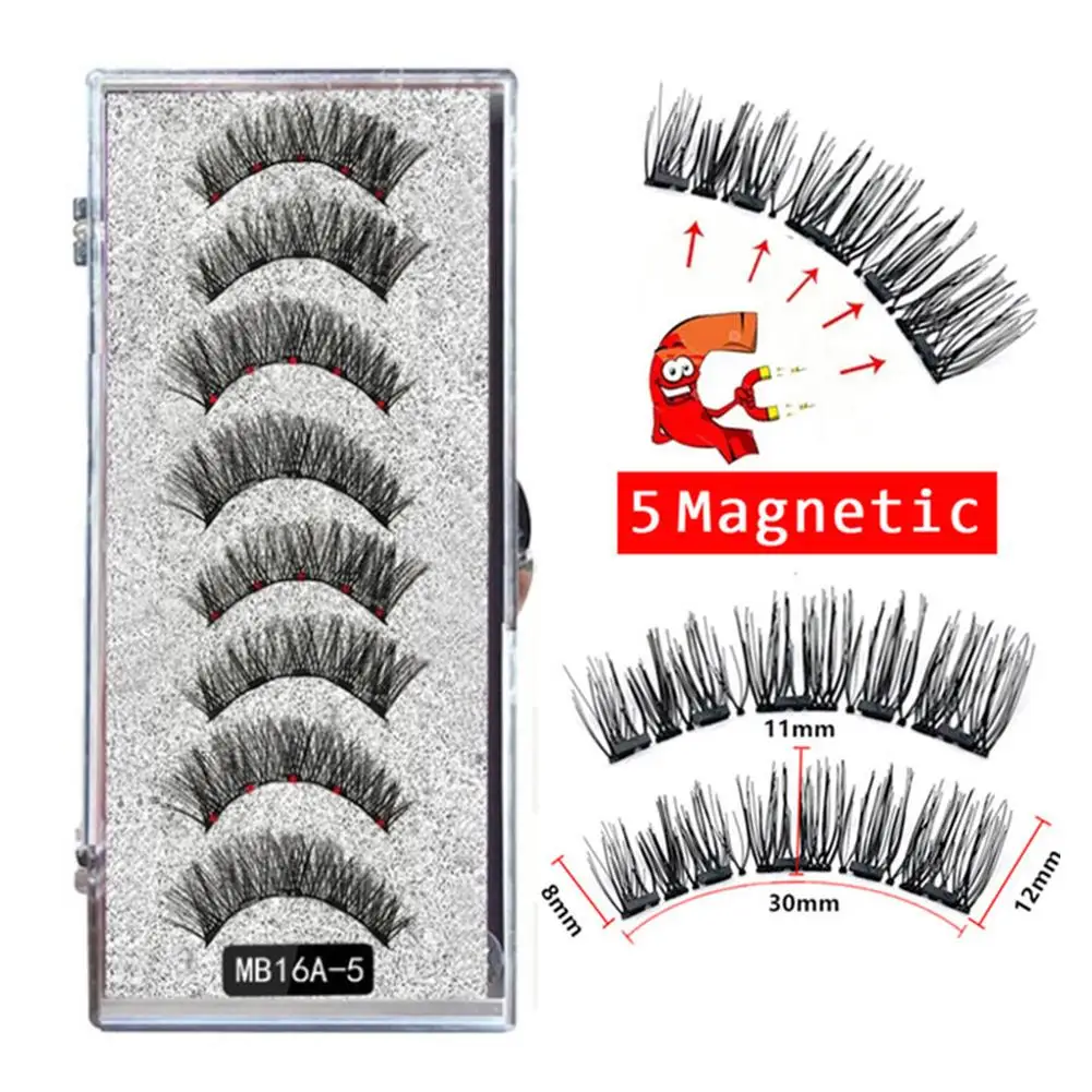 3D Natural Magnetic Eyelashes ,With 5 Magnetic Lashes Shipping Handmade Drop False Support Eyelashes Magnetic Reusable