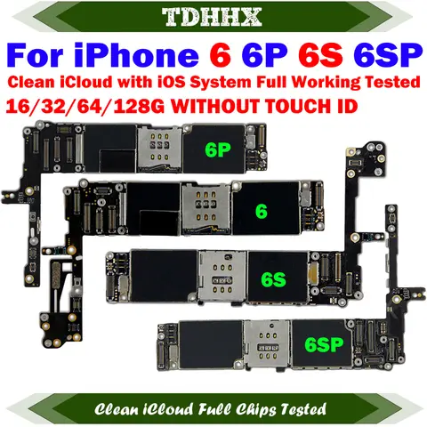 For iPhone 6 6S Free iCloud Logic Board Good Tested for iPhone 6Plus 6SPlus 5.5inch Motherboard Full Chips iOS System