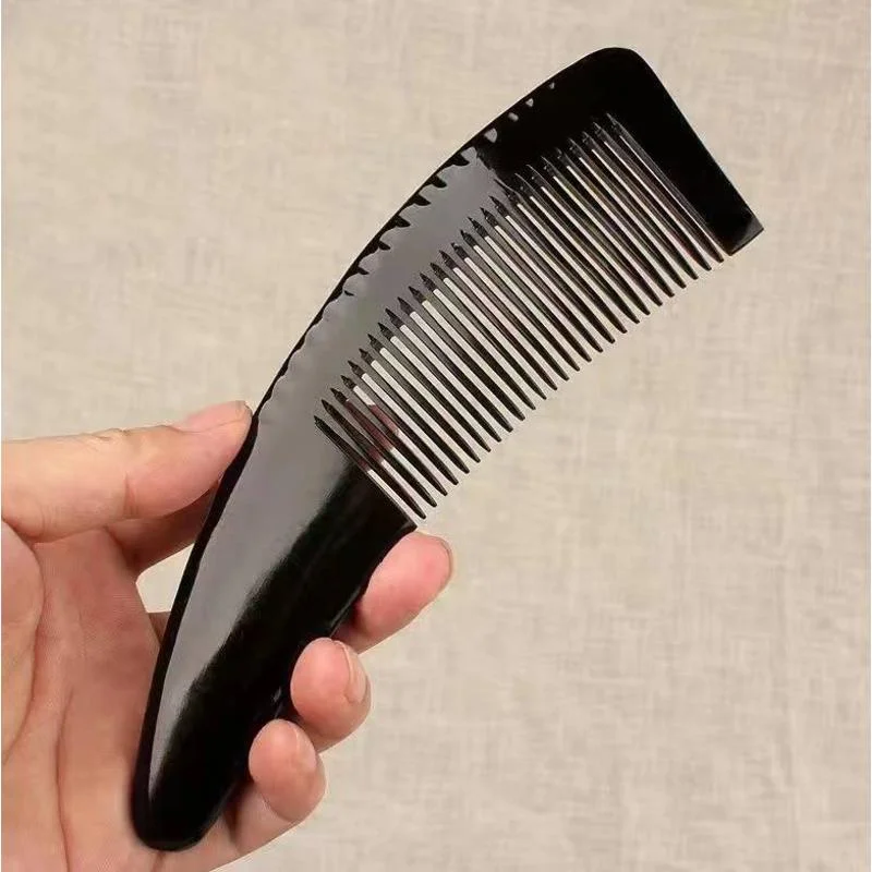 Handmade Natural Ox Horn Comb Multifunctional Massage Head Scraping Scalp Fine Teeth Comb Anti-Static for Women Men