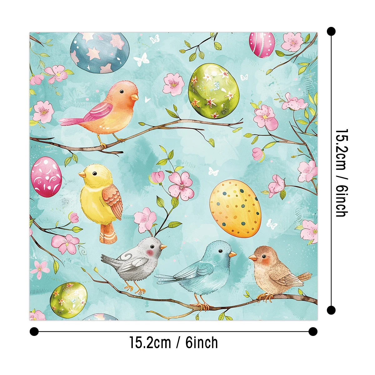 12pcs Easter Chick & Vintage Floral Egg Scrapbook Paper,Single-side Decorative Paper Pad for Card Making,Journaling,DIY Projects