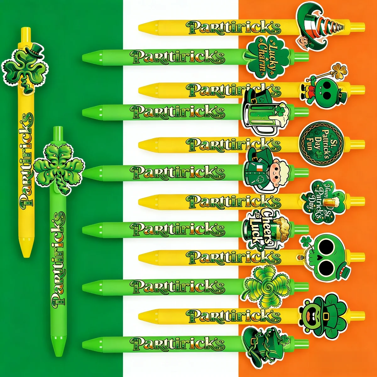 

14 шт. / 28 шт. Шариковые ручки для ирландского фестиваля - Зеленые ручки с пуговицами в форме шляпы - Подарочные ручки на День Святого Патрика