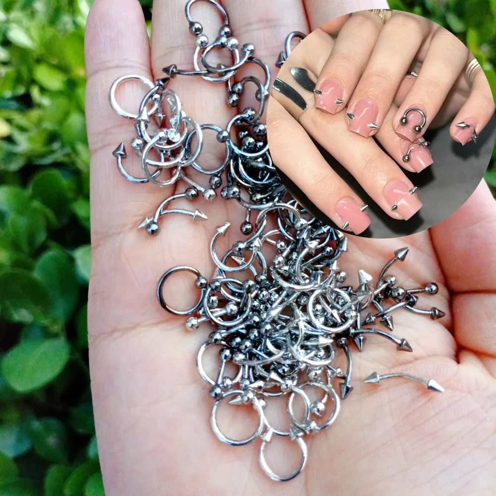 30 قطعة/صندوق 6 شبكة Y2K طرف معدني مخروط الشرير مسمار المسامير سحر سبيكة مختلط السهم مجوهرات أظافر الديكور فتاة باردة مانيكير لوازم