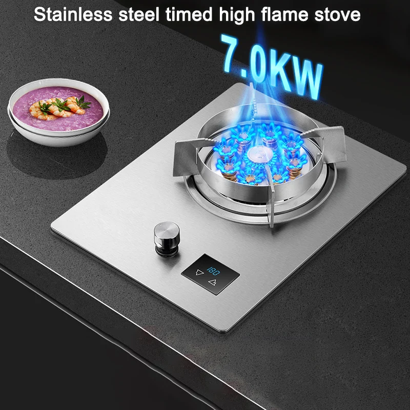 Stainless Steel Gas Single Stove Liquefied/Natural Gas Stove Embedded Household High Flame Stove Fierce Fire Stove forKitchen