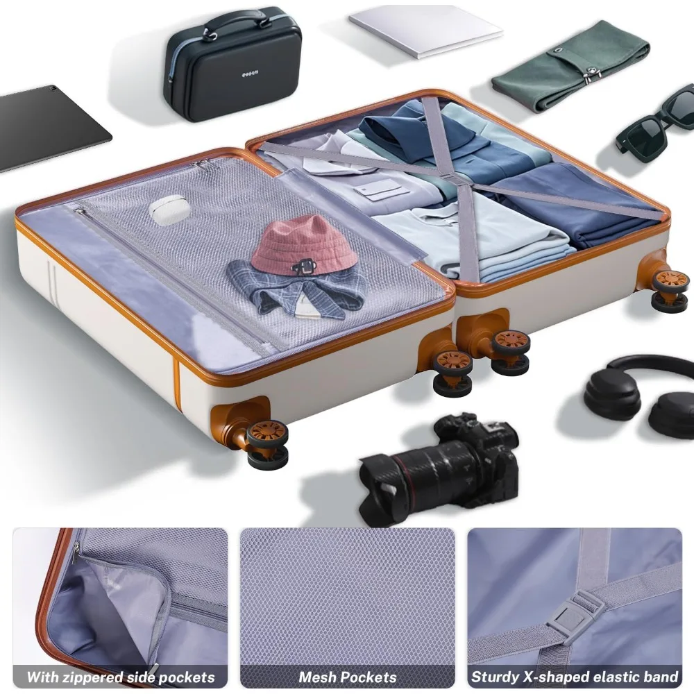 Von Fluggesellschaften zugelassenes 3-teiliges Hartschalen-Koffer-Set mit Spinnerrädern und Kulturtasche – Gepäck aus PC+ABS-Material