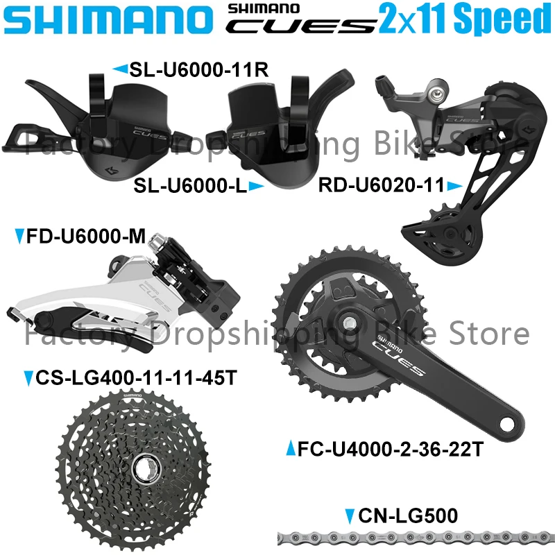 SHIMANO CUES U6000 2X11 Speed Derailleur Groupset 170mm 36-22T Crankset LG400 11-45T Cassette LG500 Chain Original Parts