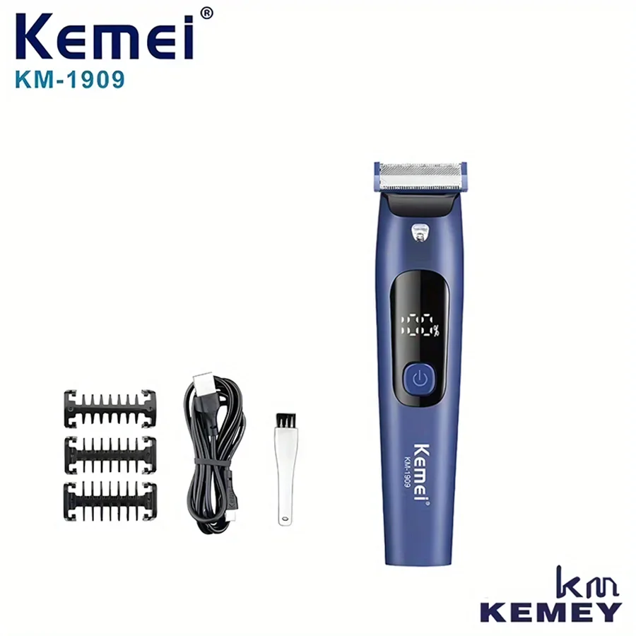 Kemei-ヘアカットデバイスKM-1909,ひげのカット,石のテンプル,多機能,USB