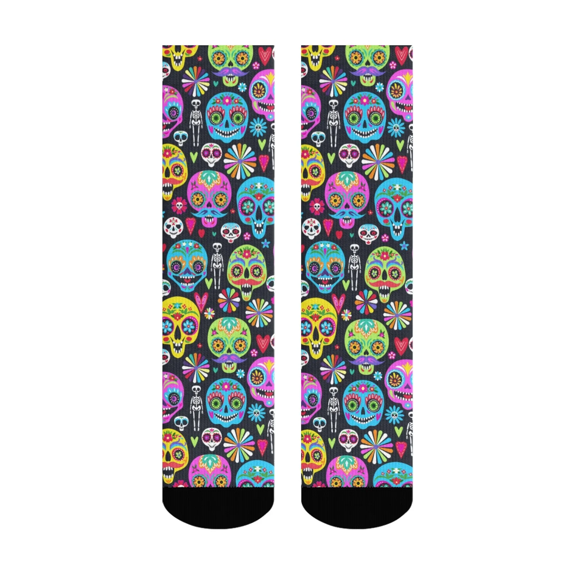 المكسيكي الرجعية الأزهار السكر الجمجمة طباعة الجوارب Harajuku ريترو ستايل للجنسين عادية الهيب هوب الاتجاه الجوارب الجدة مضحك سعيد الجوارب