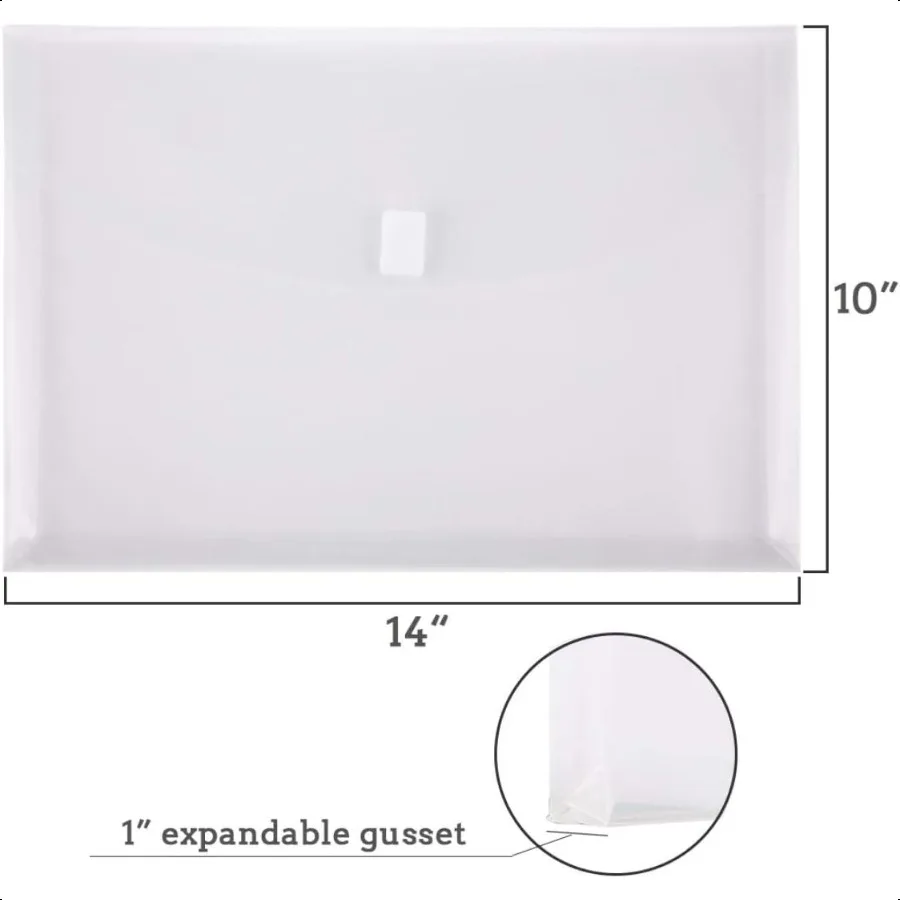 Buste legali con chiusura a gancio e anello Cartelle portadocumenti trasparenti Organizzatore espandibile in poliestere 12 confezioni