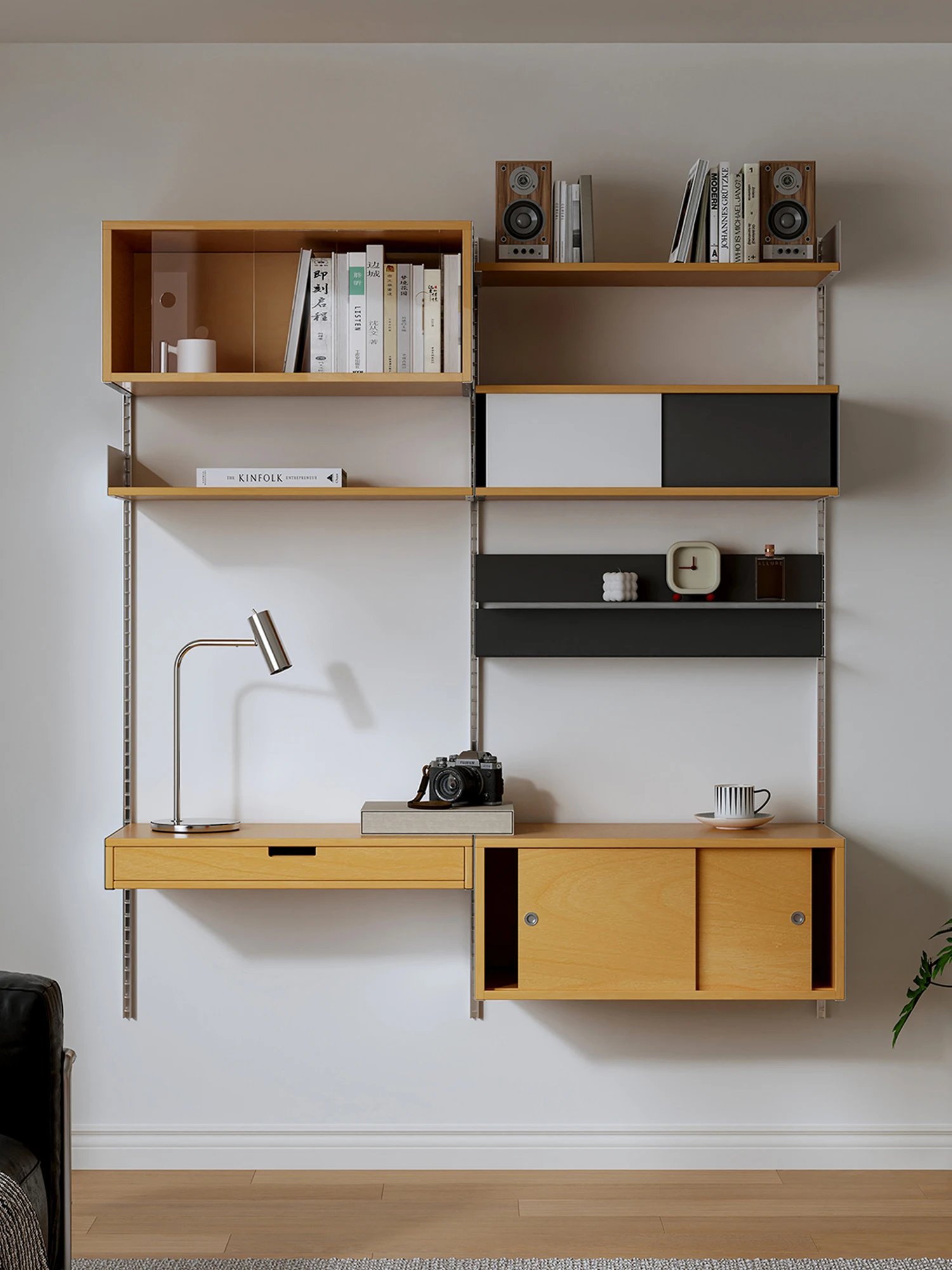 

Bookcase Vintage Wall Hanging Shelf Bedroom Adjustable Birch Bookshelf Wall Home Decoration Ornament Display Shelf