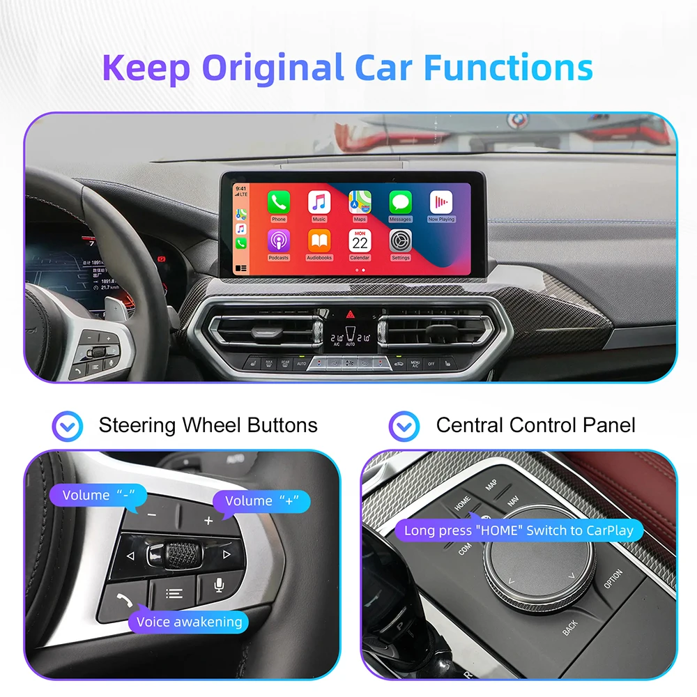 CarPlay اللاسلكي Android Auto لنظام BMW NBT CIC EVO 1 2 3 4 5 6 7 Series X1 X3 X4 X5 X6 MINI E60 E84 E70 F10 F11F20 F21