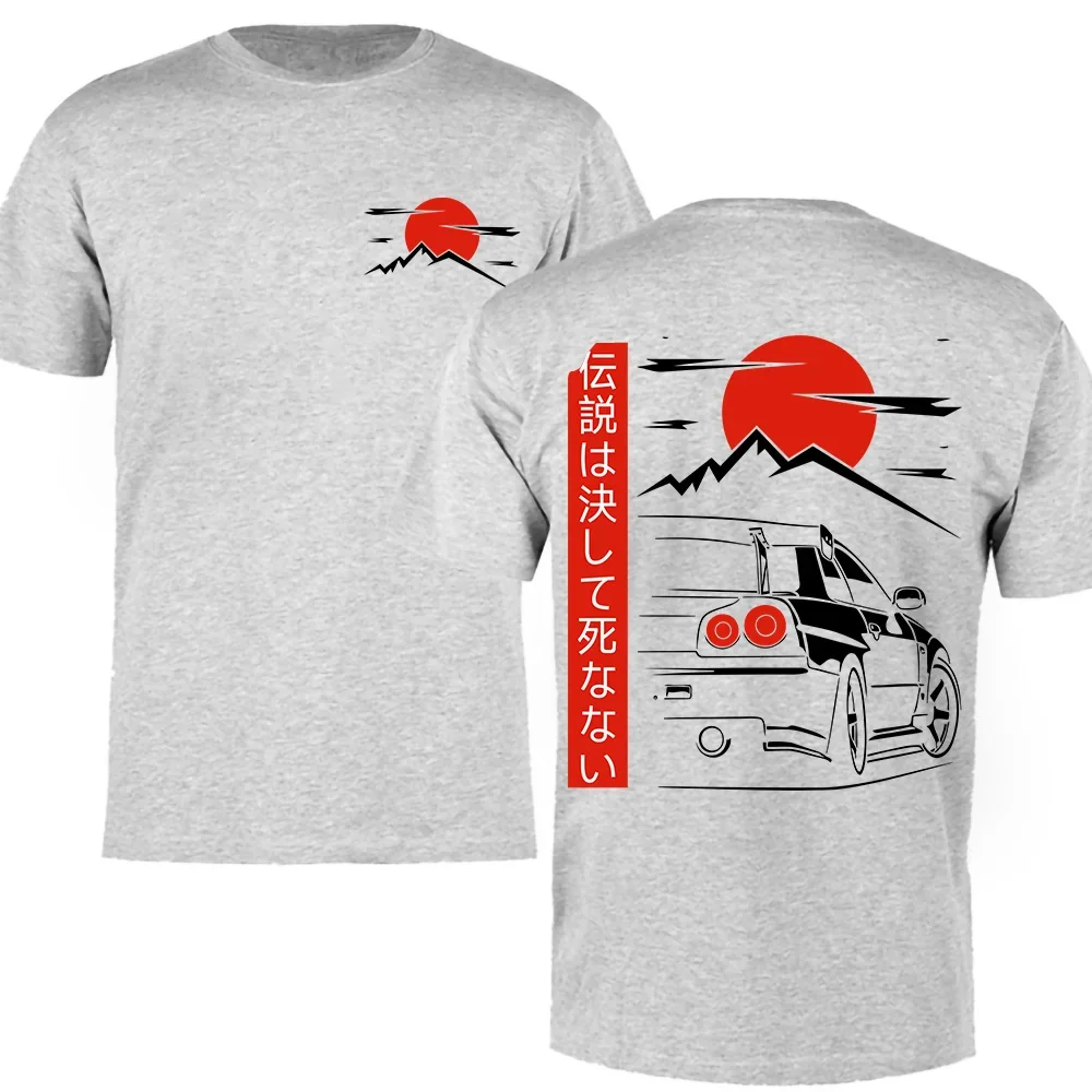 Back Print Street Wear Original Design Oversized 100% Cotton Tops Tee Homme Japanese Style Car JDM Culture GTR Racing T Shirts