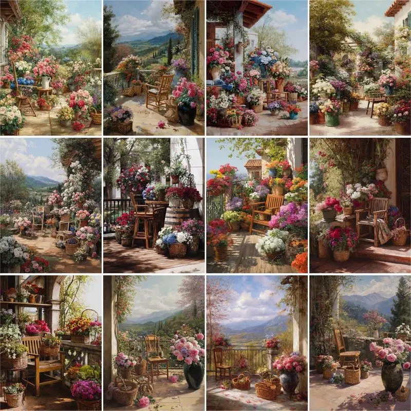 

GATYZTORY Coloring By Numbers Garden Scenery DIY Frame Oil Painting By Numbers Landscape On Canvas DIY Home Decoration Gift