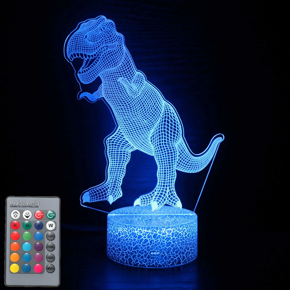 

Nighdn Dinosaur Toysn 3D Illusion Night Light for Kids Room Color Changing Dino 3D Lamp Christmas Birthday Gifts for Boys Girls