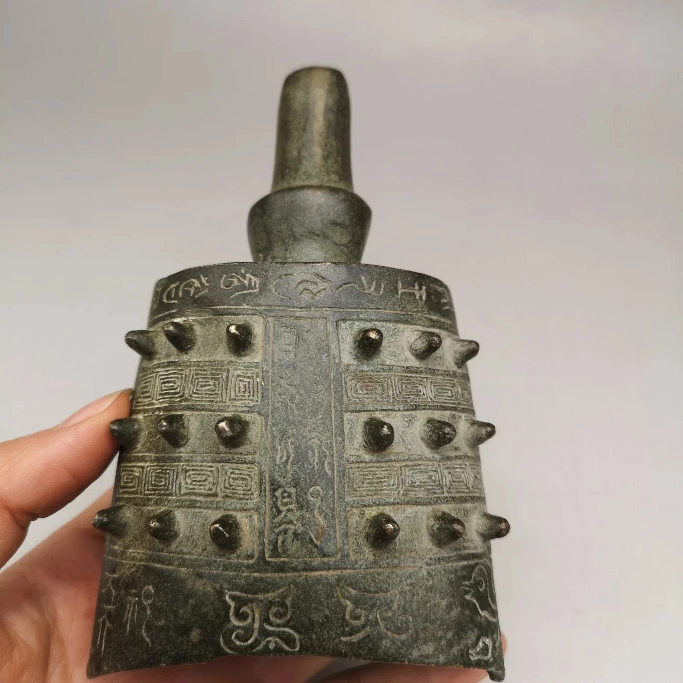 Exquisita colección de carillón de bronce del período de los Estados de guerra chinos, instrumento Musical Retro, campana de bronce, decoración del hogar