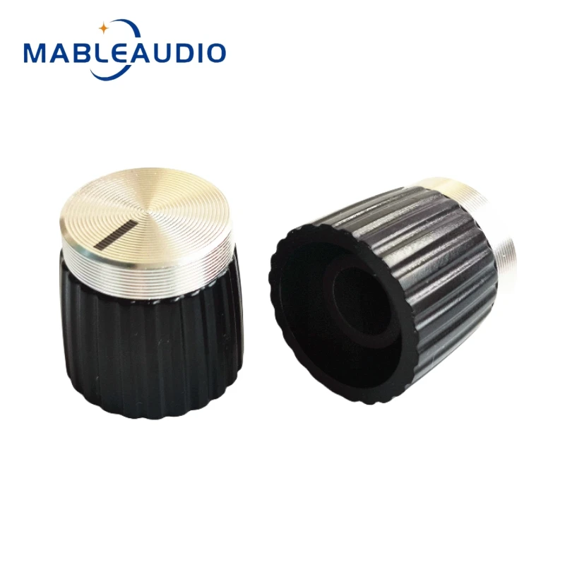 2 Stück 16x15mm Gitarren effektor Audio verstärker Ton knopf Gold und Silber Aluminium kappe 18t d-förmiger Griff mit innerem Kupfer teil – Detail 7