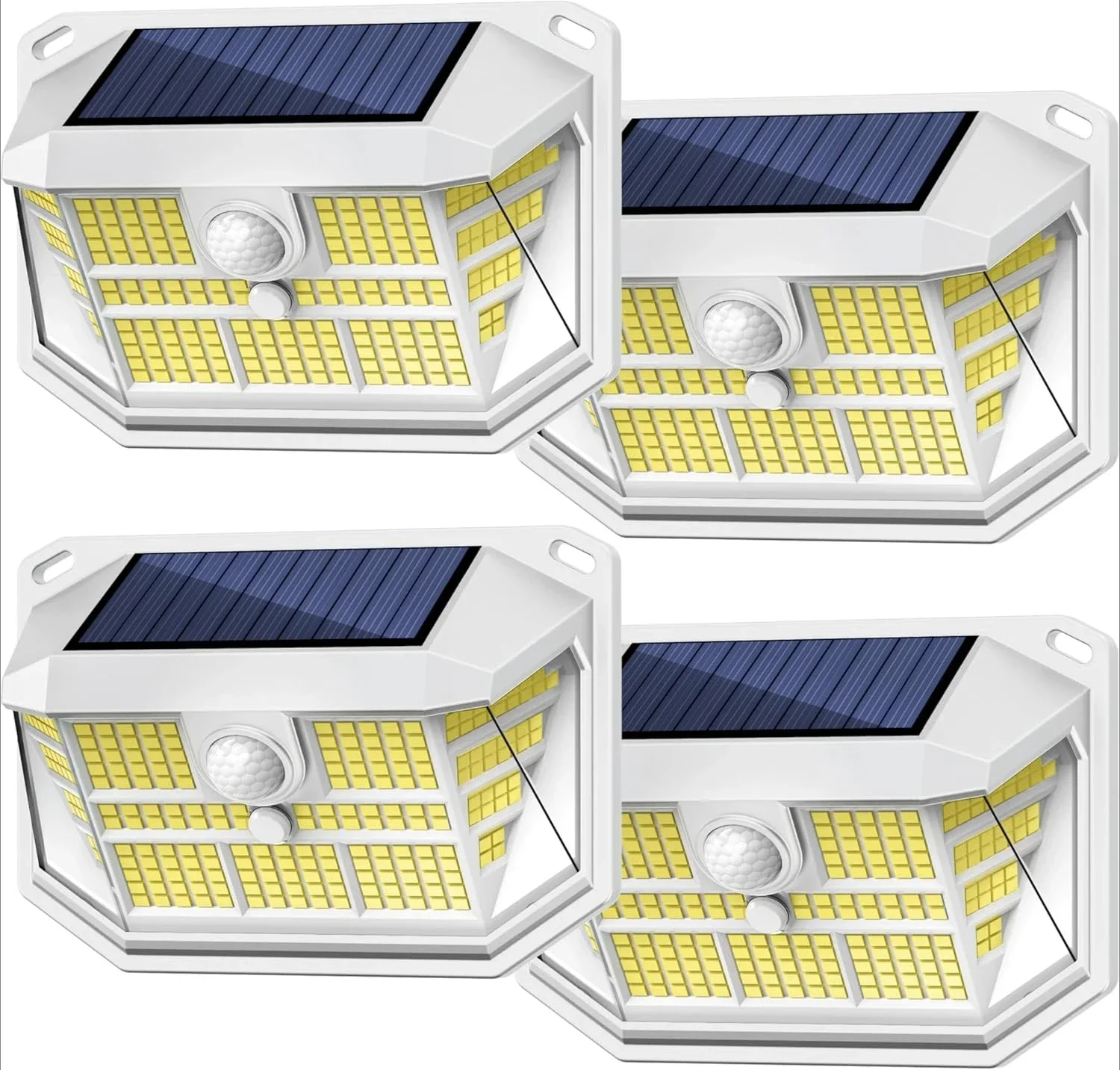 231 LED Outdoor Waterproof Solar Light, 4 Lights 300° Security Wall Light with 3 Lighting Modes, IP65 PIR Outdoor Motion Sensor