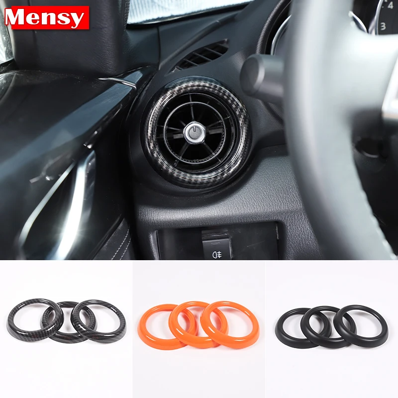 

For 2016-2023 Mazda MX-5 ABS carbon fiber car dashboard air outlet decorative ring sticker car interior accessories 3Pcs