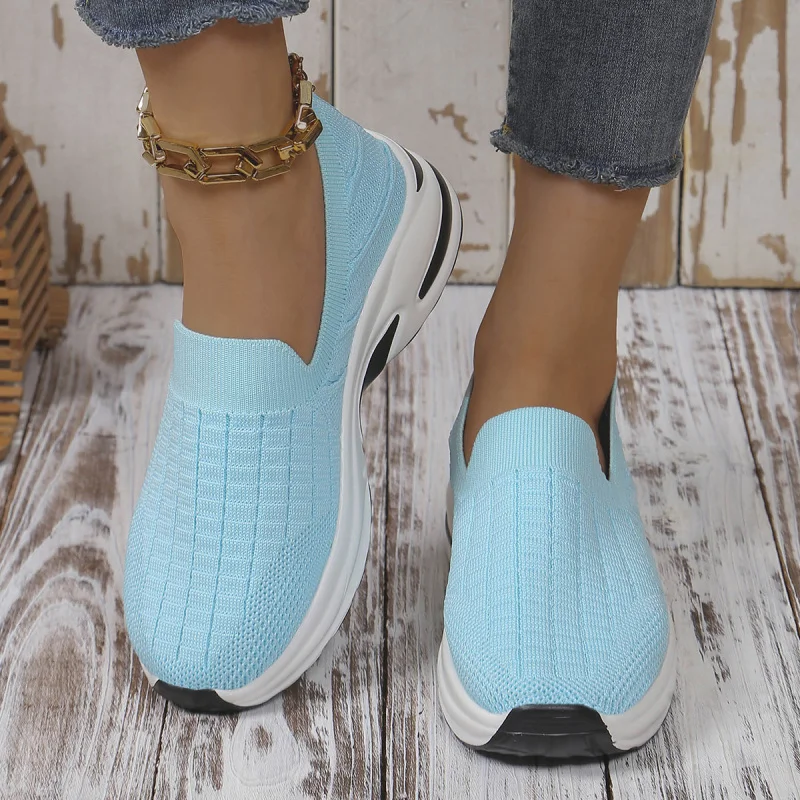 European and American Style Large Size Shoes Casual Mesh Slip-On Women's Shoes Thick Bottom Wedge Women's Shoes