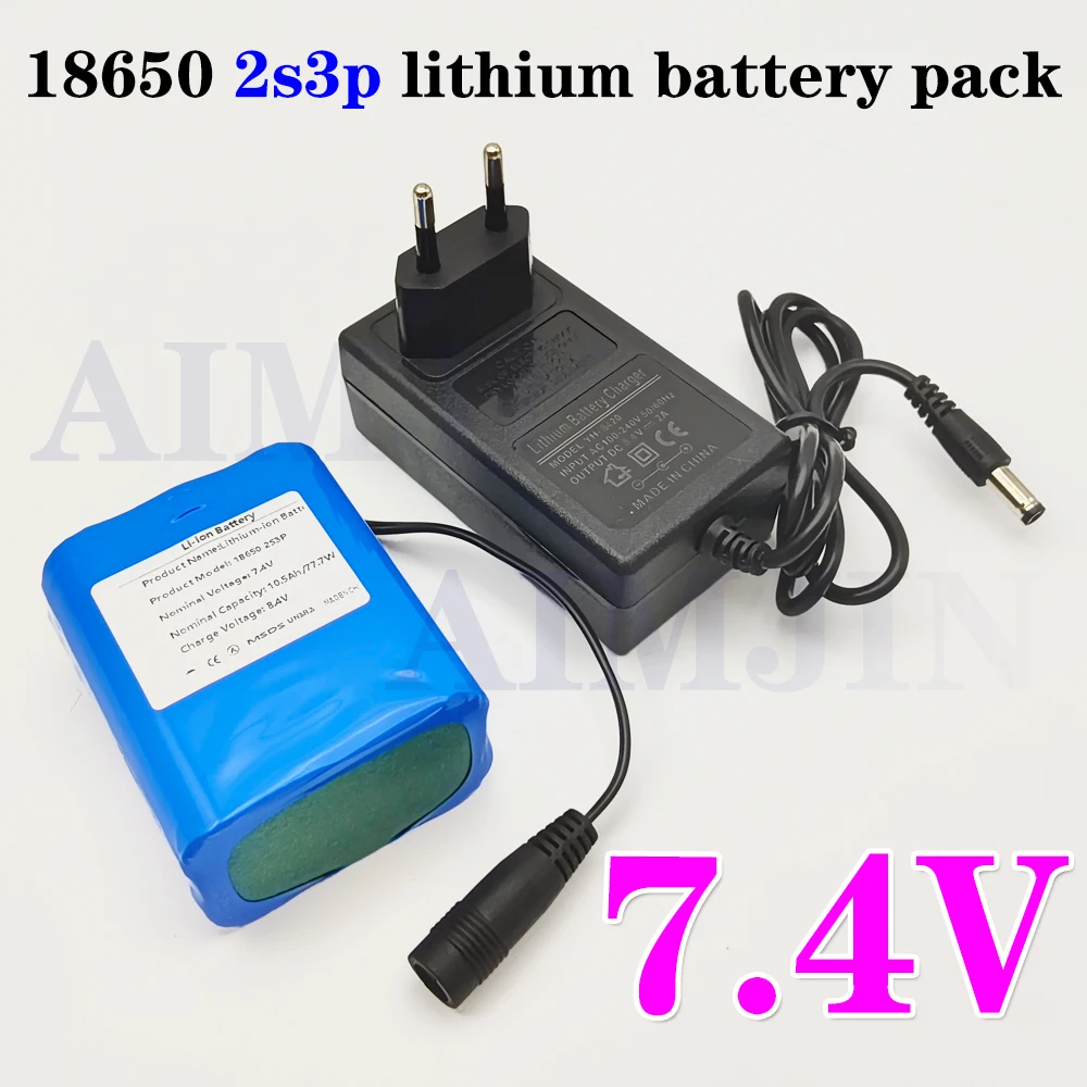 

7.4V lithium-ion battery 10.5mAh emergency DIY 18650 lithium 2S3P battery pack fishing LED light Bluetooth speaker