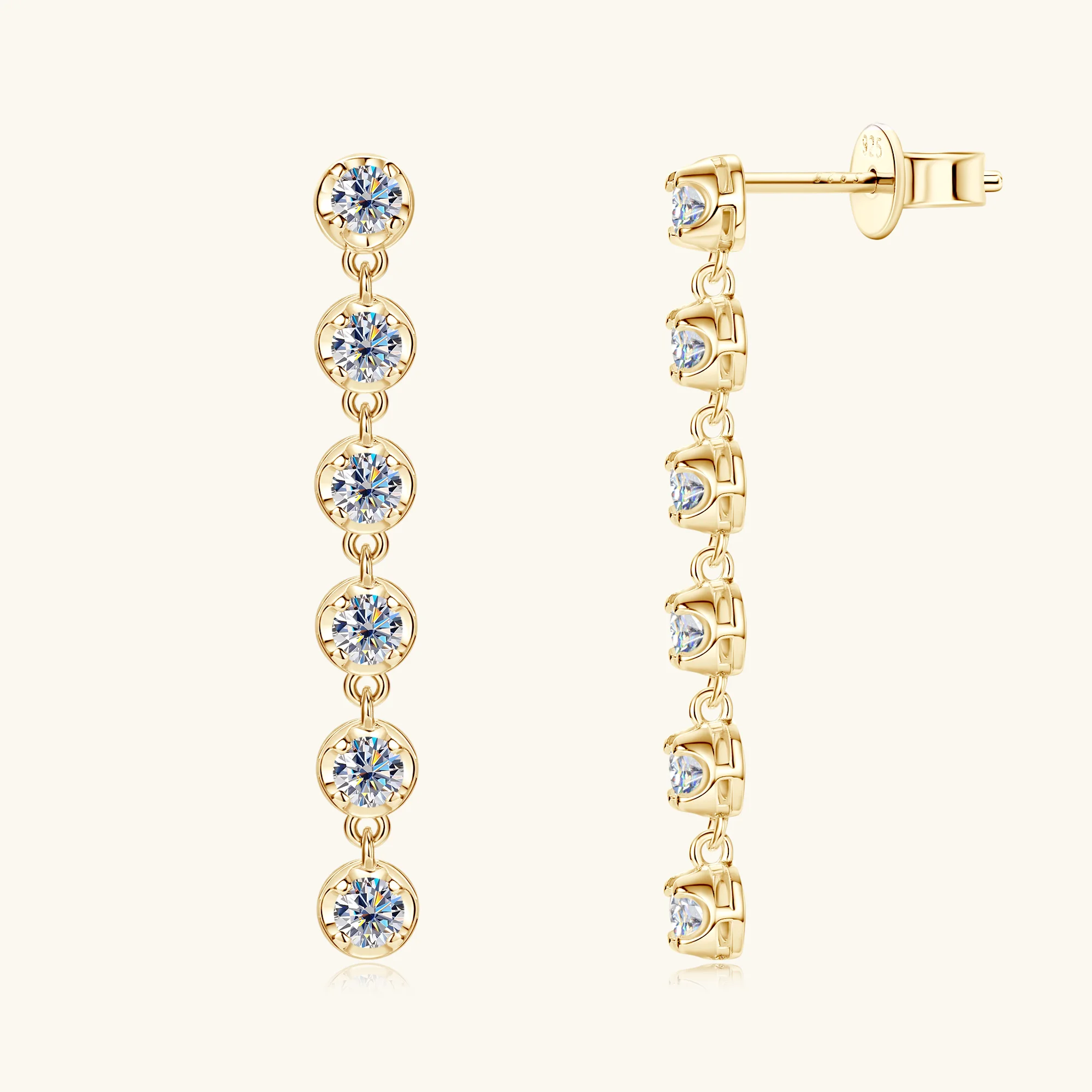 Full 3mm Moissanite Drop Earrings For Women GRA Certified Lab Diamond Solid S925 Silver Plated 18k Dainty Wedding Earring Gift