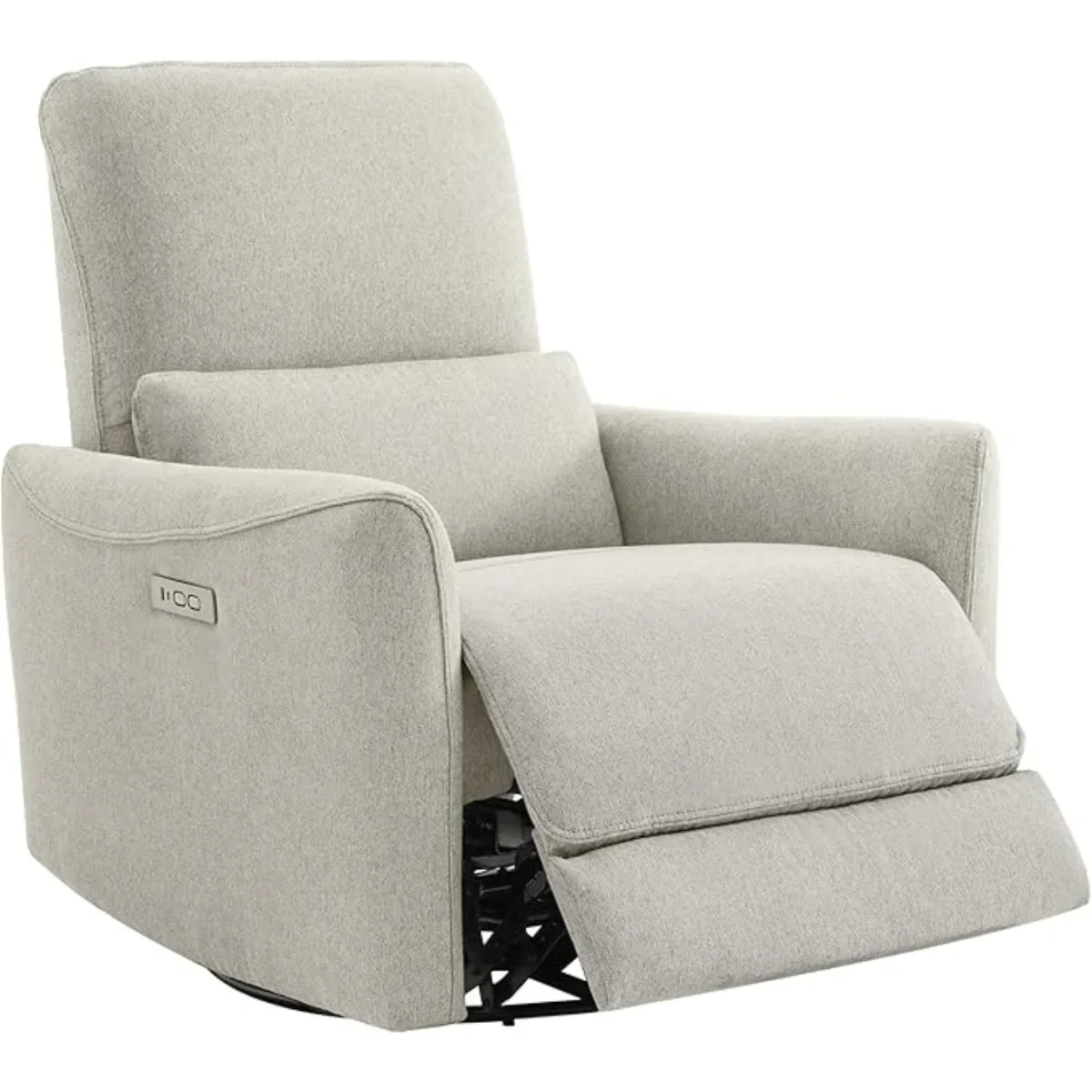 Power Recliner Chair Swivel Glider, FSC Certified Fabric Living Room Nursery Reclining Sofa Chair with Lumbar Support, Dove Grey