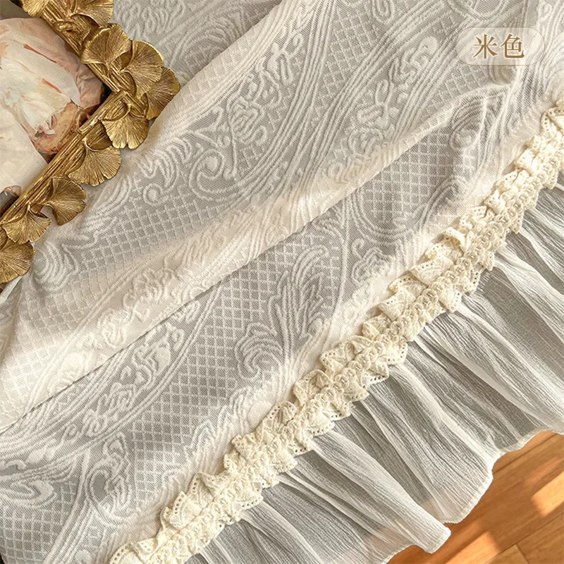 French Retro Style Curtain for Living Dining Room Bedroom Three-dimensional Relief Craft Tulle Window Lace Screen Curtain Opaque