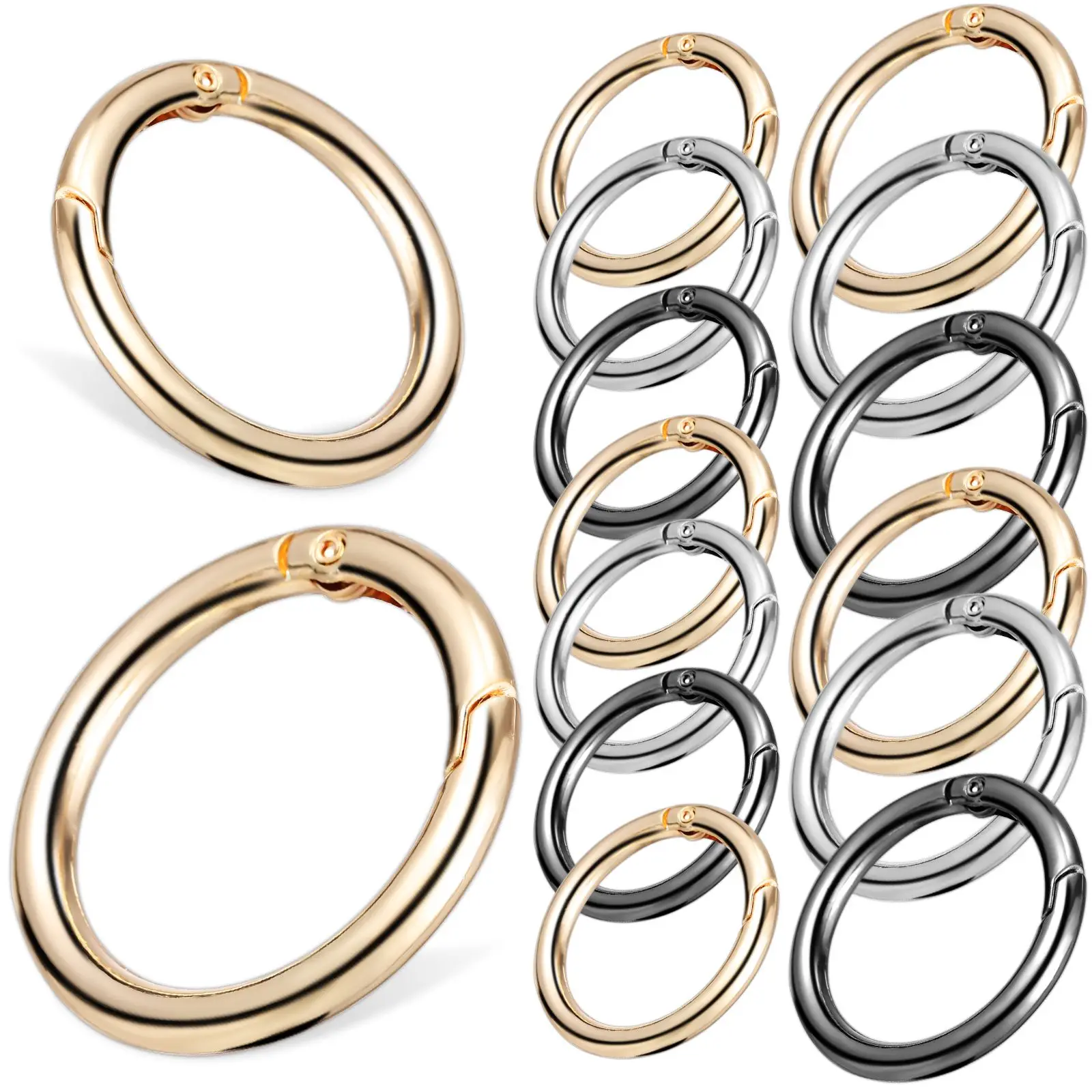 30 Pcs Luggage Buckle Snap Clip Circle Carabiner Heart-shaped Key Chain Metal Purse Clasps