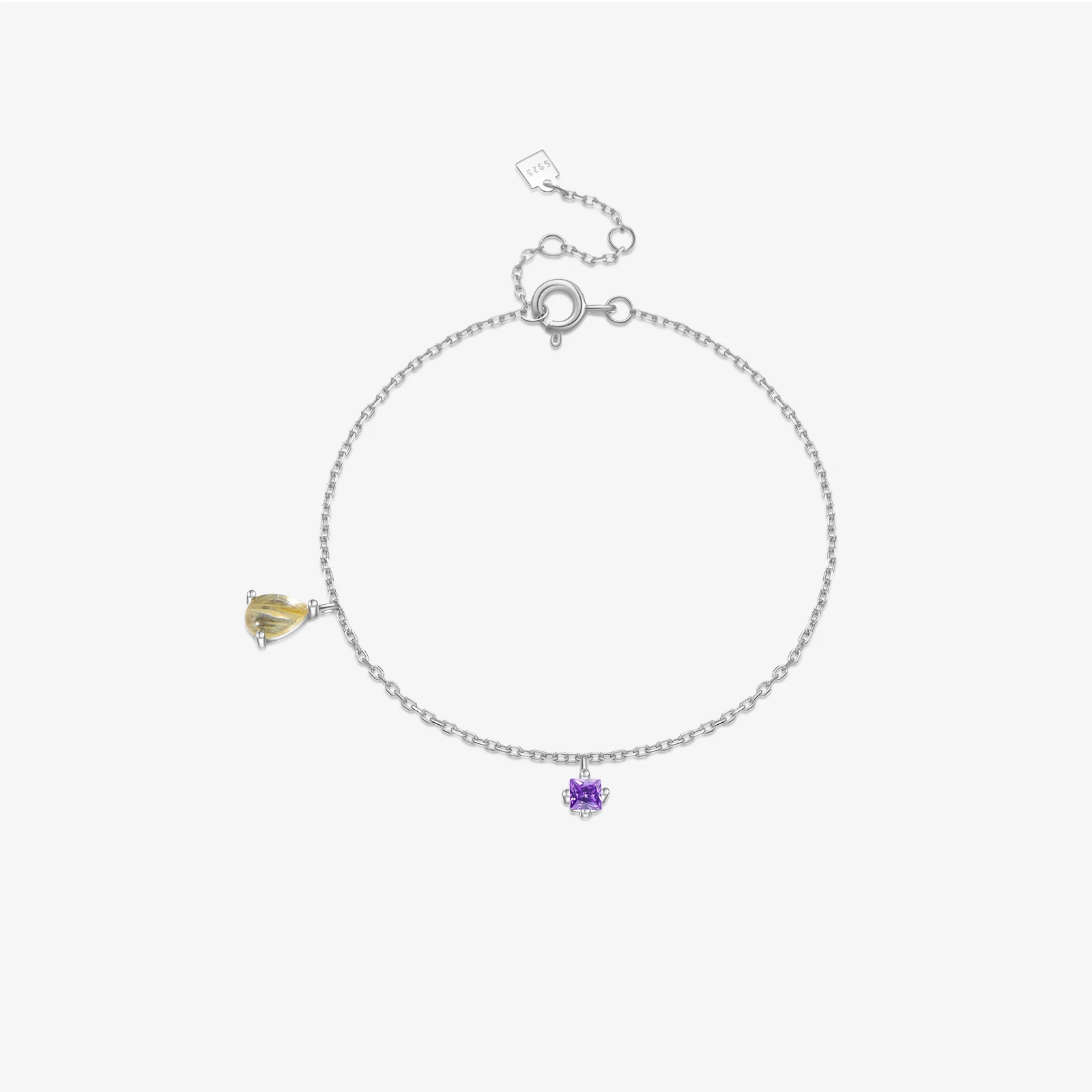 

VEWANT Women 925 Sterling Silver Ovals Pendant Zircon Purple Charms Chain Bracelet Simple Wedding Luxury Fine Jewelry