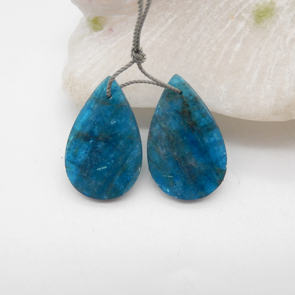 Natural Blue Apatite Crystal Water Drop Earrings ,For Women Handmade DIY Beads Jewellery Making Gemstone