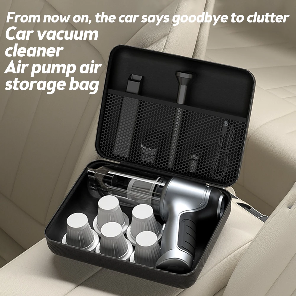 Car Vacuum Cleaner Storage Bag Portable Air Pump Dustproof Bag Headphone Charger Data Cable Storage Box Organizer Carrying Case