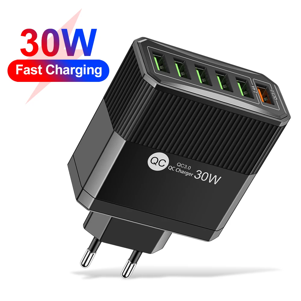 30W USB Fast Charger Quick Charging QC3.0 Phone Adapter For iPhone 15 16 Pro Samsung Xiaomi Huawei OPPO Travel Power Charge Plug