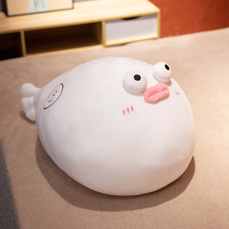 30-90cm Kawaii Chubby Plush Puffer Fish Toys Stuffed Animal Sofa Cushion Comforting Dolls Sleeping Pillow