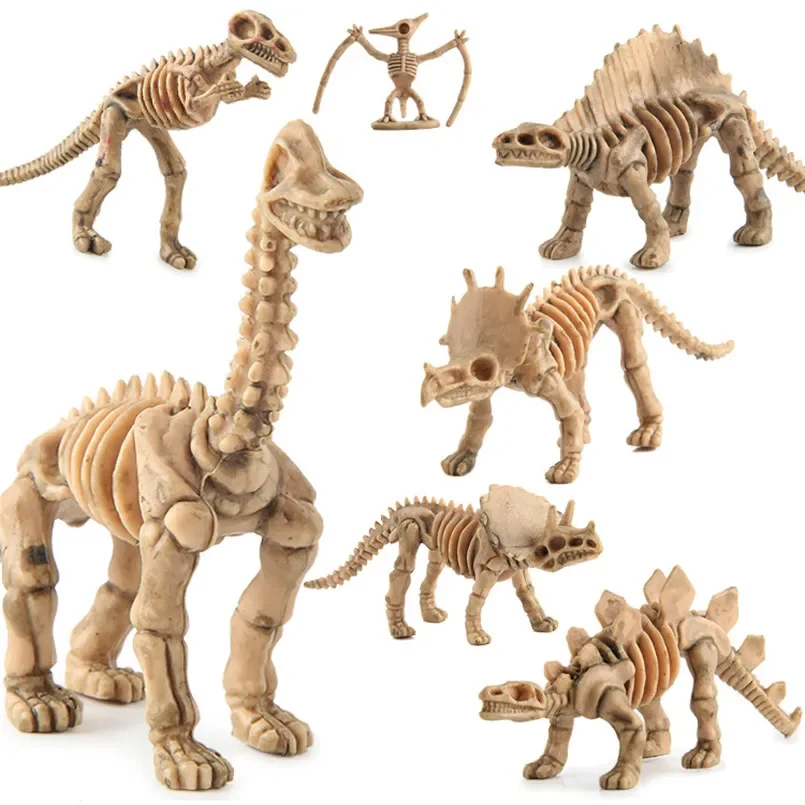 12pcs/set Jurassic Dinosaurs Skeleton Model Archaeology Tyrannosaurus Pterosaur Home Decor Toys For Children Christmas Gifts