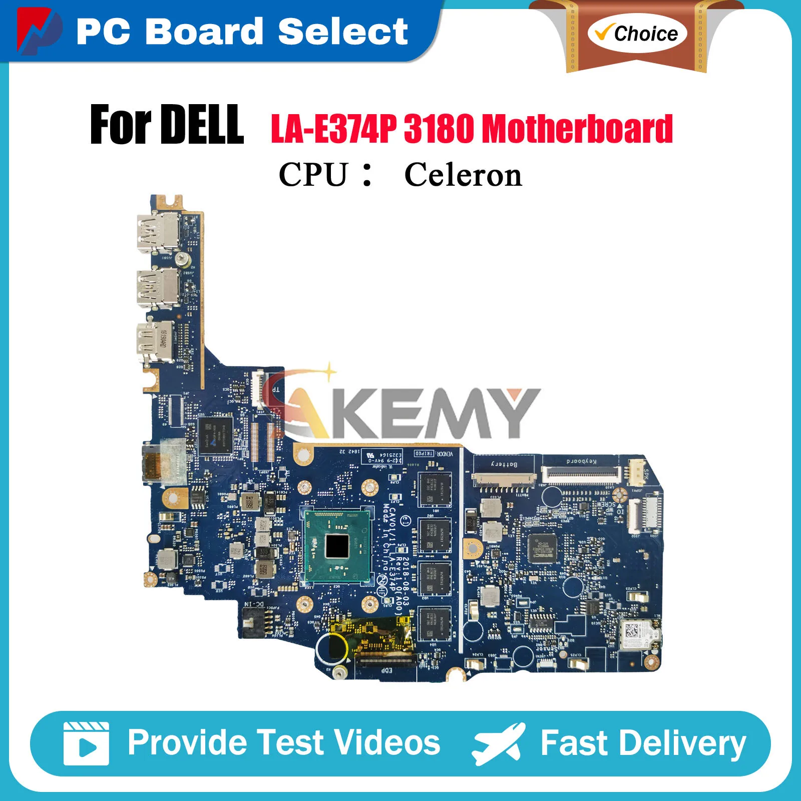

Laptop Motherboard For Dell Inspiron 3180 LA-E374P with N3060 CPU 4GB-RAM 16GB-SSD 0JMNGV 03G5CF Tested OK